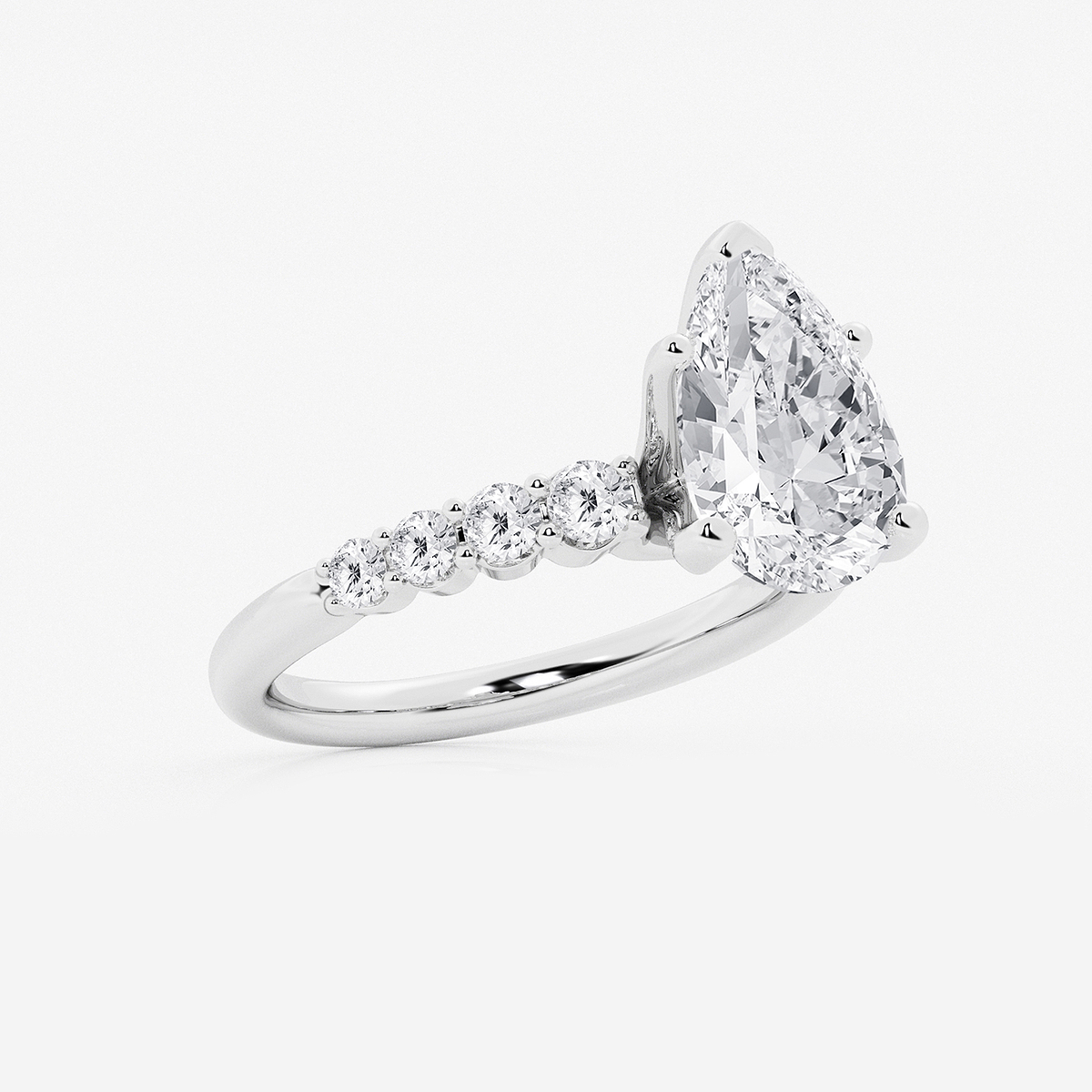 Additional Image 1 for  3 1/2 ctw Pear Lab Grown Diamond Graduated Engagement Ring