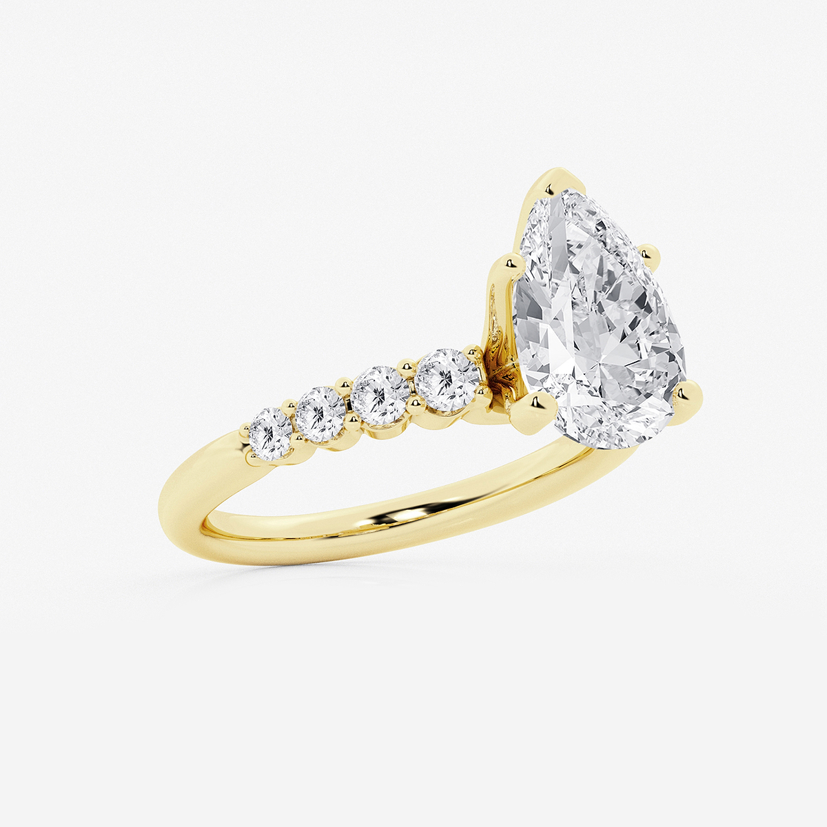 Additional Image 1 for  3 1/2 ctw Pear Lab Grown Diamond Graduated Engagement Ring
