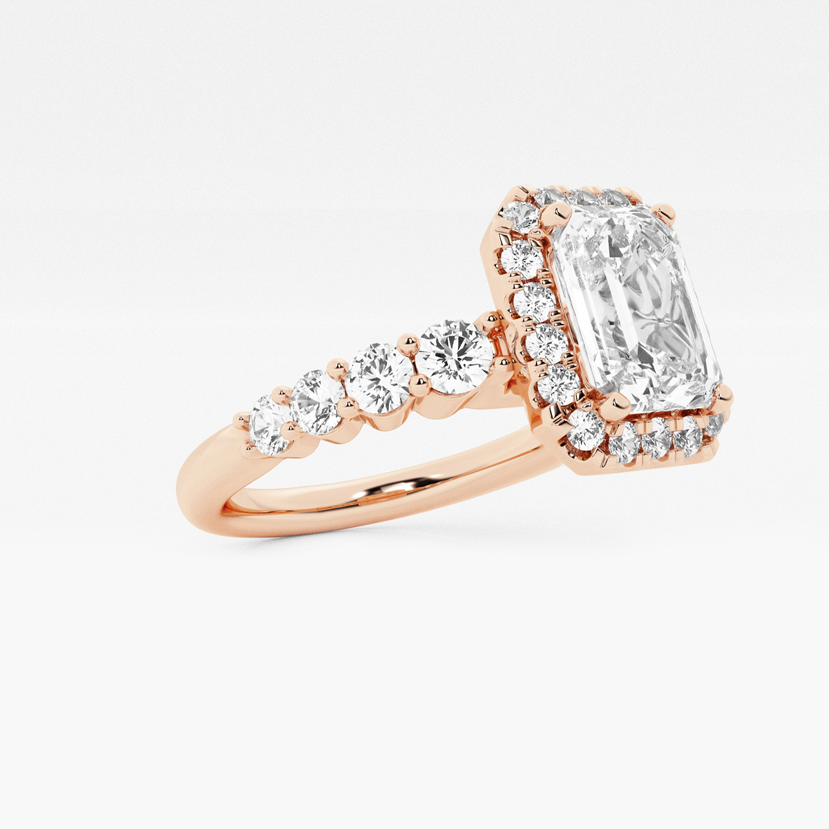 Additional Image 1 for  2 1/4 ctw Emerald Lab Grown Diamond Graduated Halo Engagement Ring