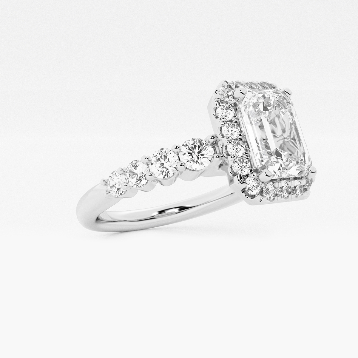 Additional Image 1 for  2 7/8 ctw Emerald Lab Grown Diamond Graduated Halo Engagement Ring