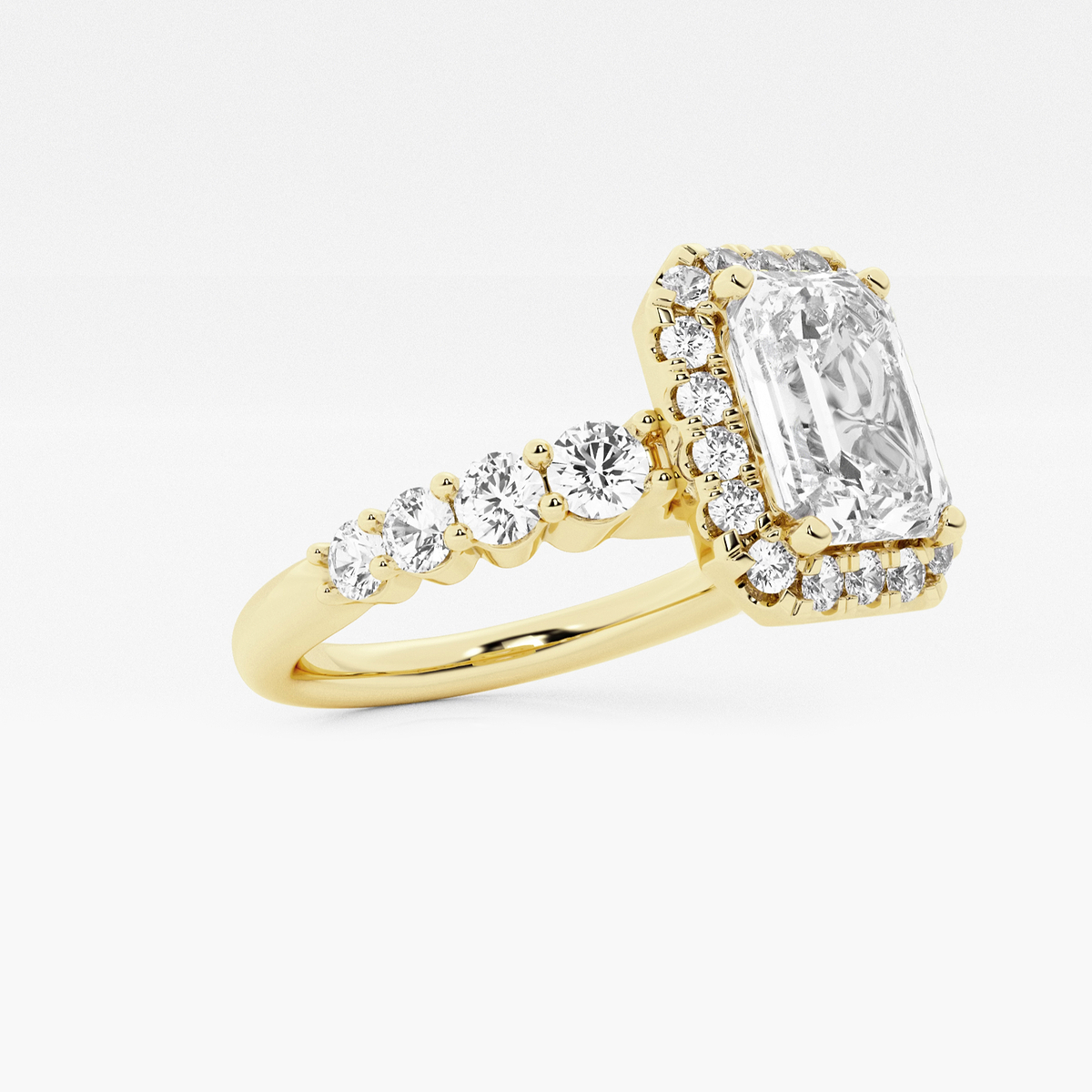 Additional Image 1 for  2 7/8 ctw Emerald Lab Grown Diamond Graduated Halo Engagement Ring