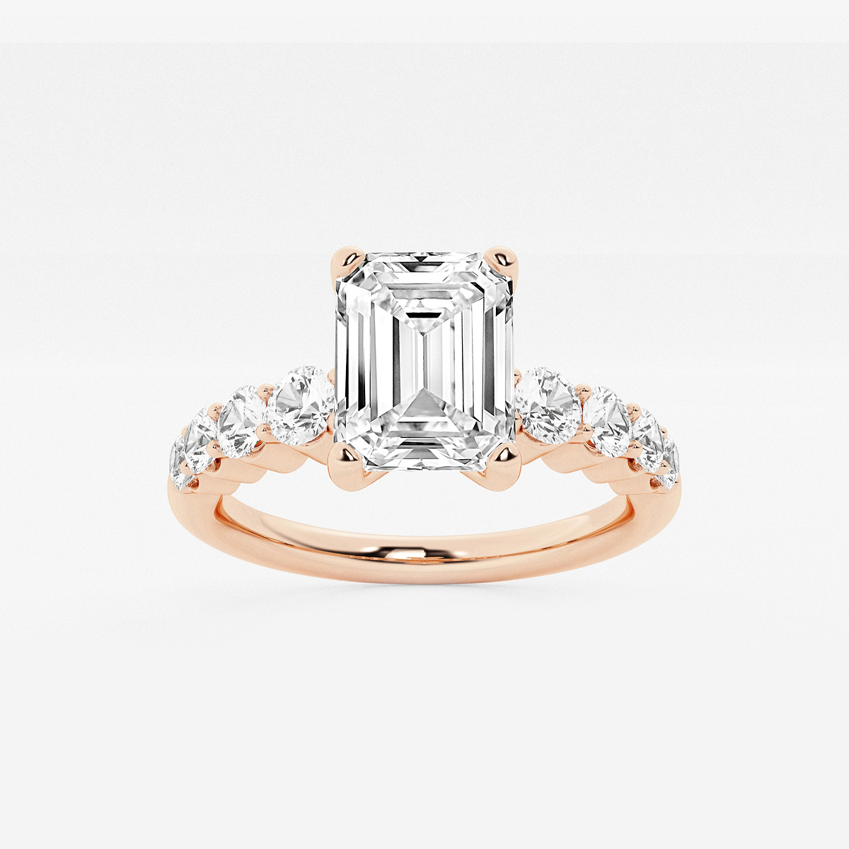 2 ctw Emerald Lab Grown Diamond Graduated Engagement Ring