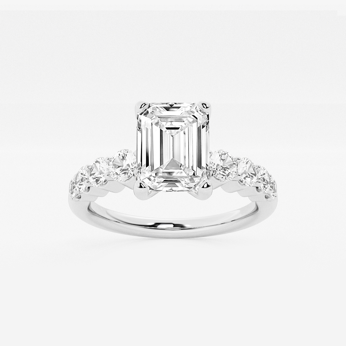 2 ctw Emerald Lab Grown Diamond Graduated Engagement Ring