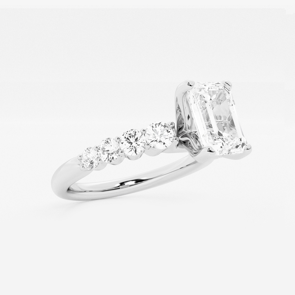 Additional Image 1 for  2 ctw Emerald Lab Grown Diamond Graduated Engagement Ring