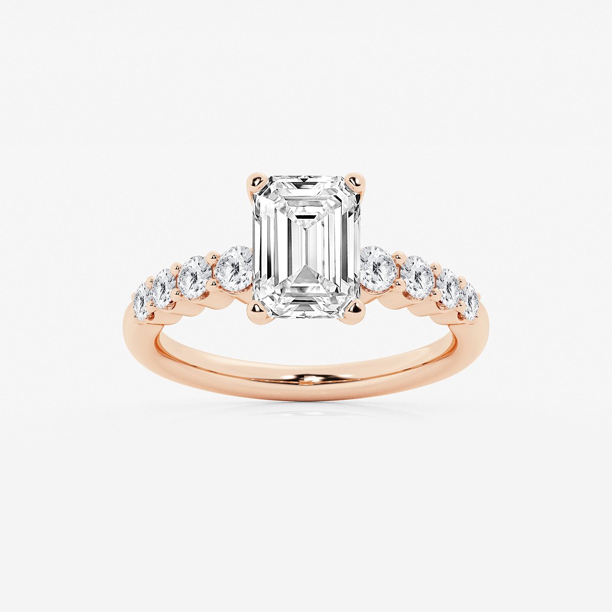 3 ctw Emerald Lab Grown Diamond Graduated Engagement Ring