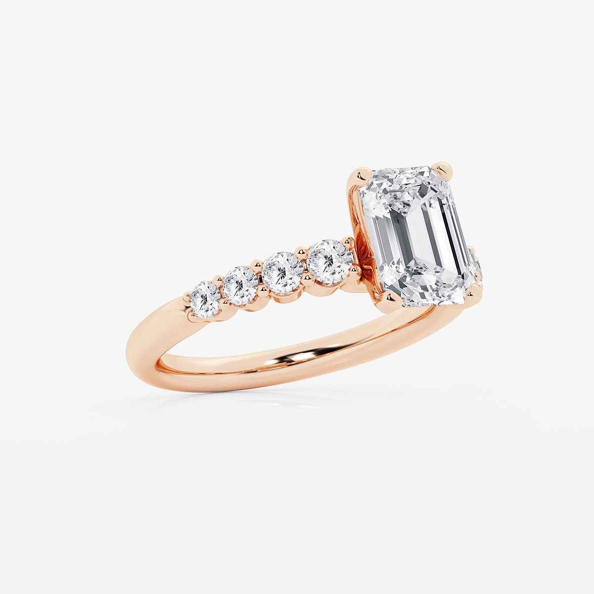 Additional Image 1 for  3 ctw Emerald Lab Grown Diamond Graduated Engagement Ring