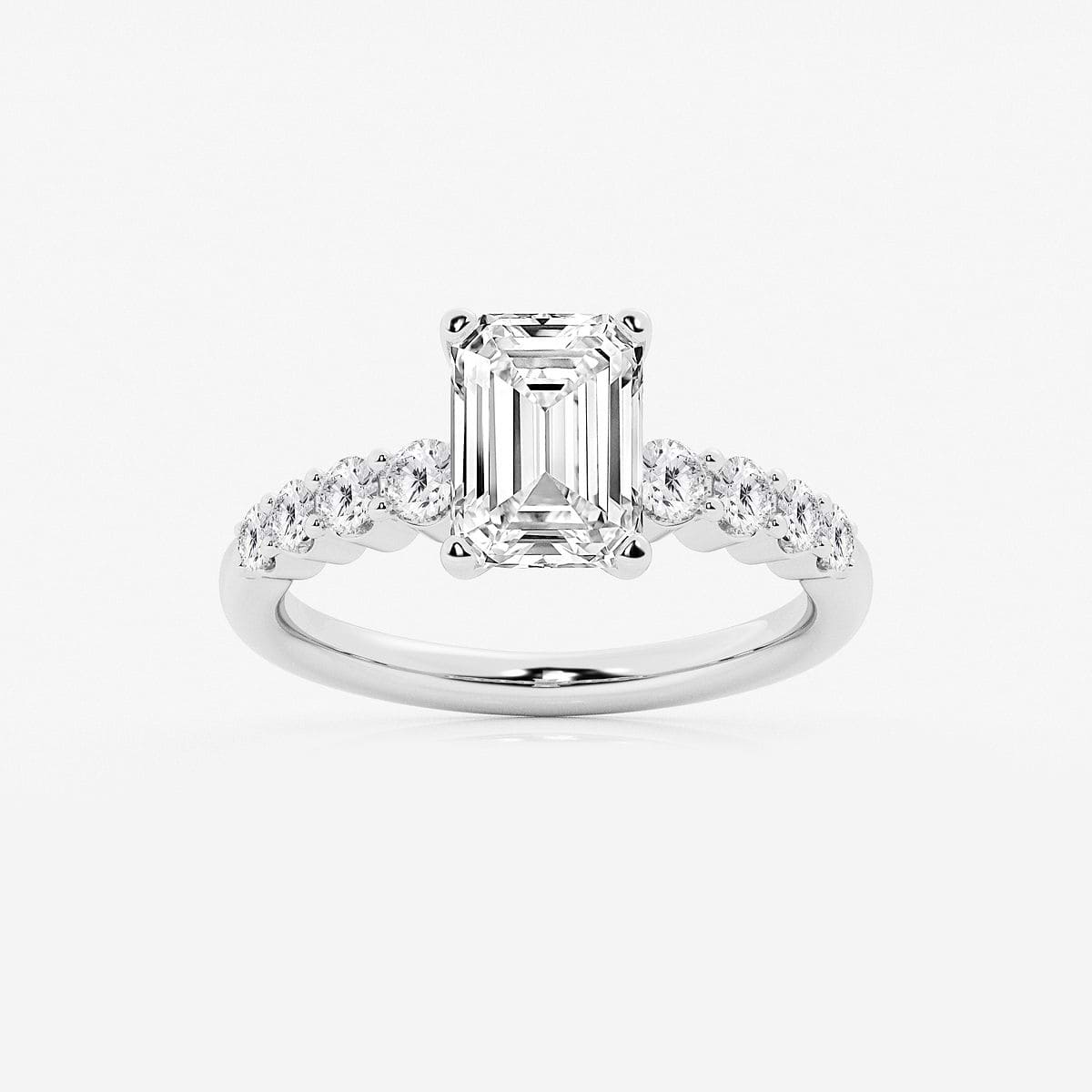 3 ctw Emerald Lab Grown Diamond Graduated Engagement Ring Platinum, F, VS2