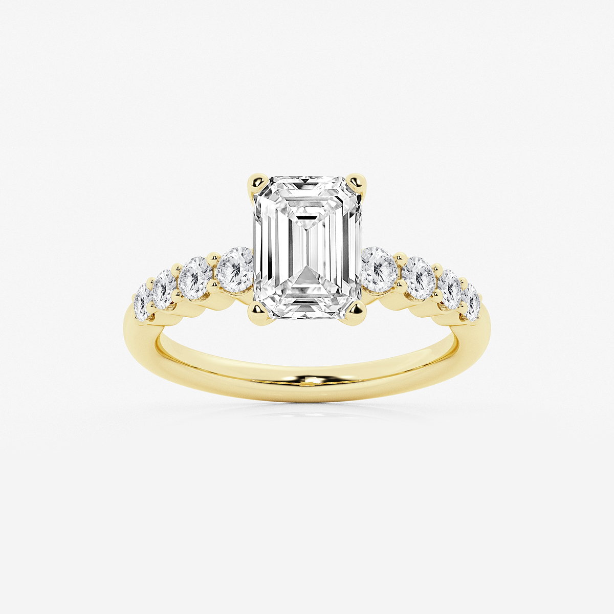 3 ctw Emerald Lab Grown Diamond Graduated Engagement Ring