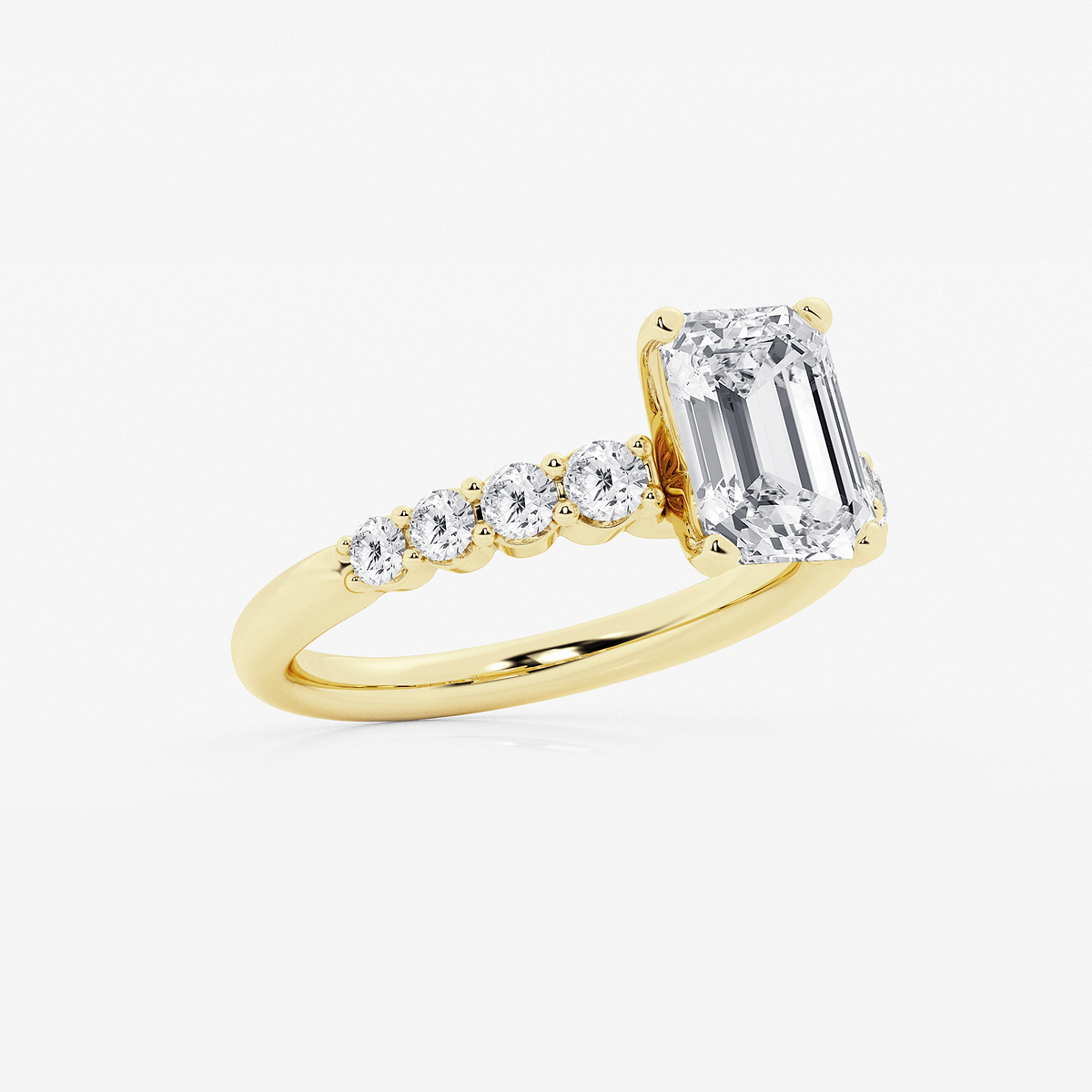Additional Image 1 for  3 ctw Emerald Lab Grown Diamond Graduated Engagement Ring