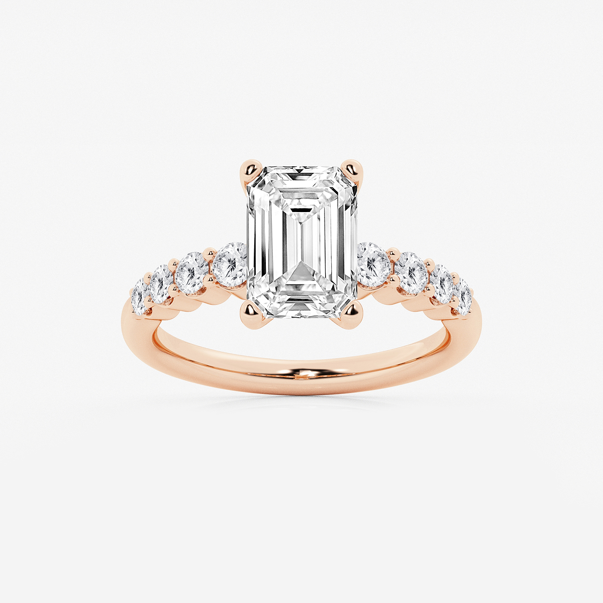 4 2/3 ctw Emerald Lab Grown Diamond Graduated Engagement Ring