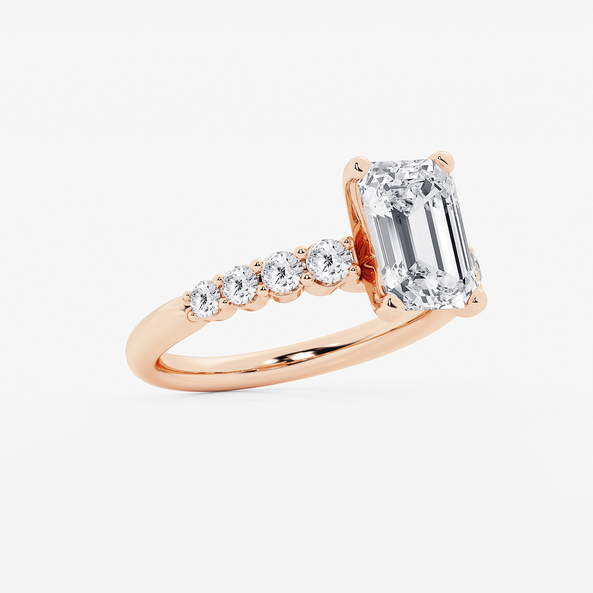 Additional Image 1 for  4 2/3 ctw Emerald Lab Grown Diamond Graduated Engagement Ring