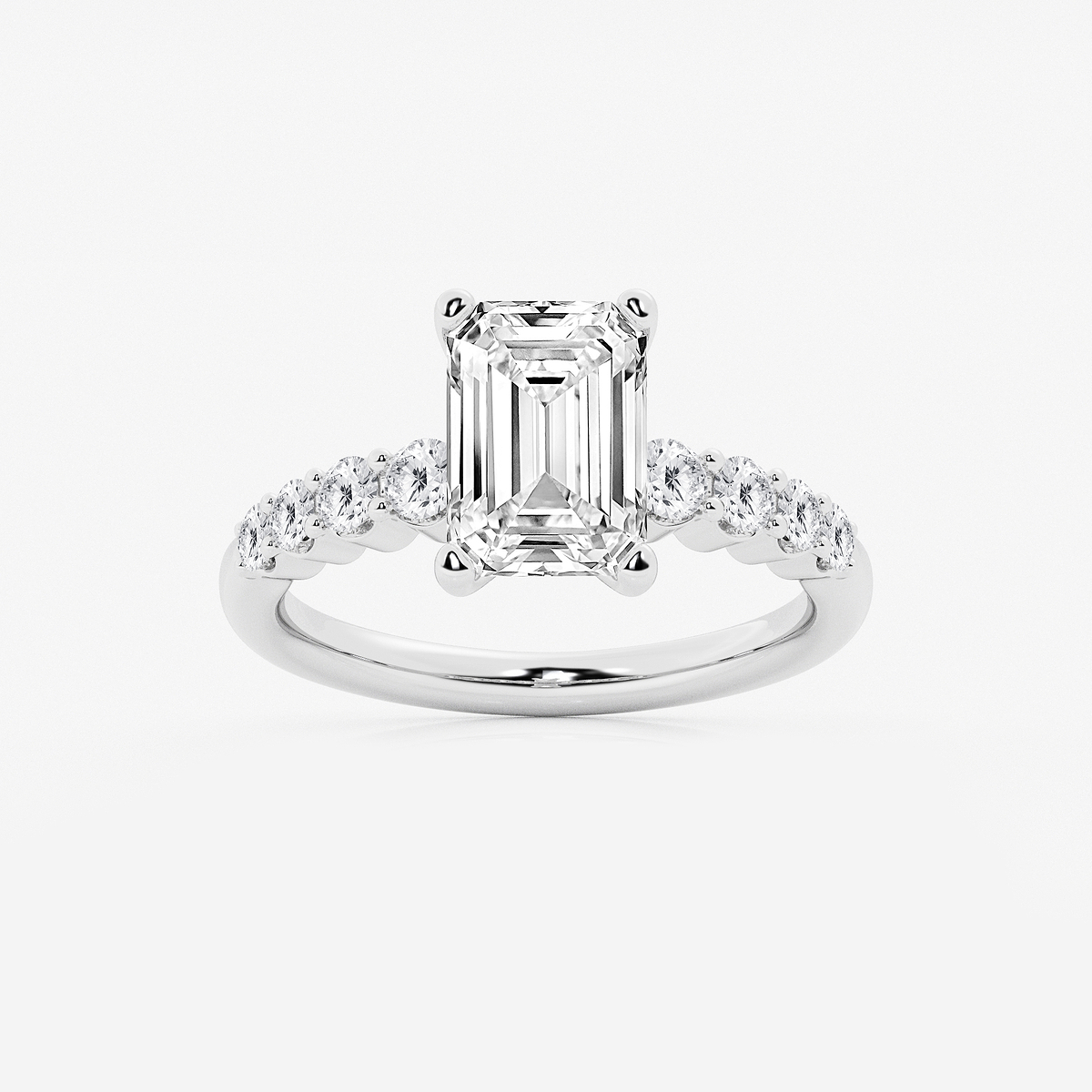 4 1/6 ctw Emerald Lab Grown Diamond Graduated Engagement Ring