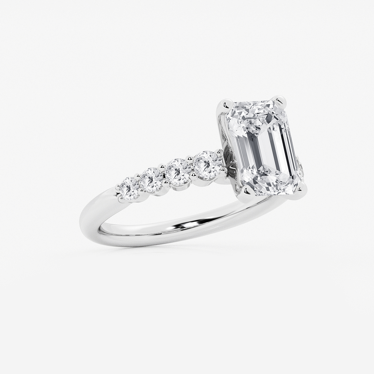 Additional Image 1 for  4 1/6 ctw Emerald Lab Grown Diamond Graduated Engagement Ring