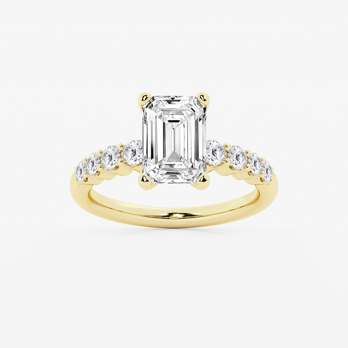 5 2/3 ctw Emerald Lab Grown Diamond Graduated Engagement Ring