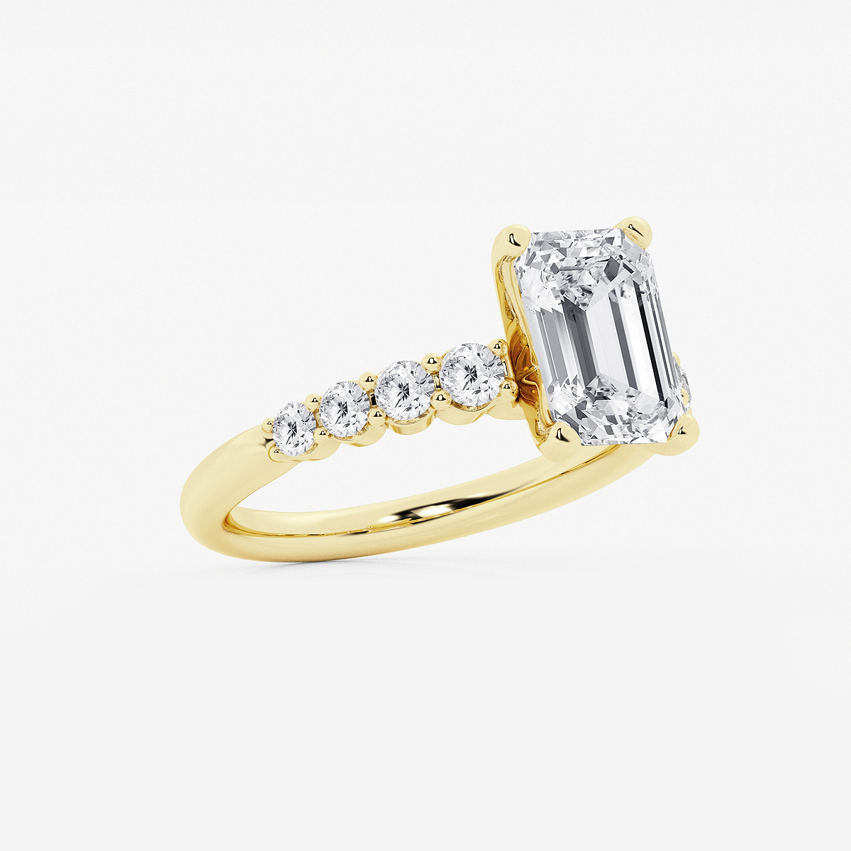 Additional Image 1 for  5 2/3 ctw Emerald Lab Grown Diamond Graduated Engagement Ring