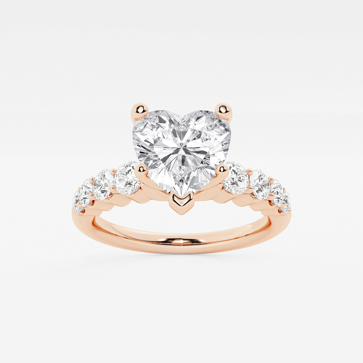 2 ctw Heart Lab Grown Diamond Graduated Engagement Ring