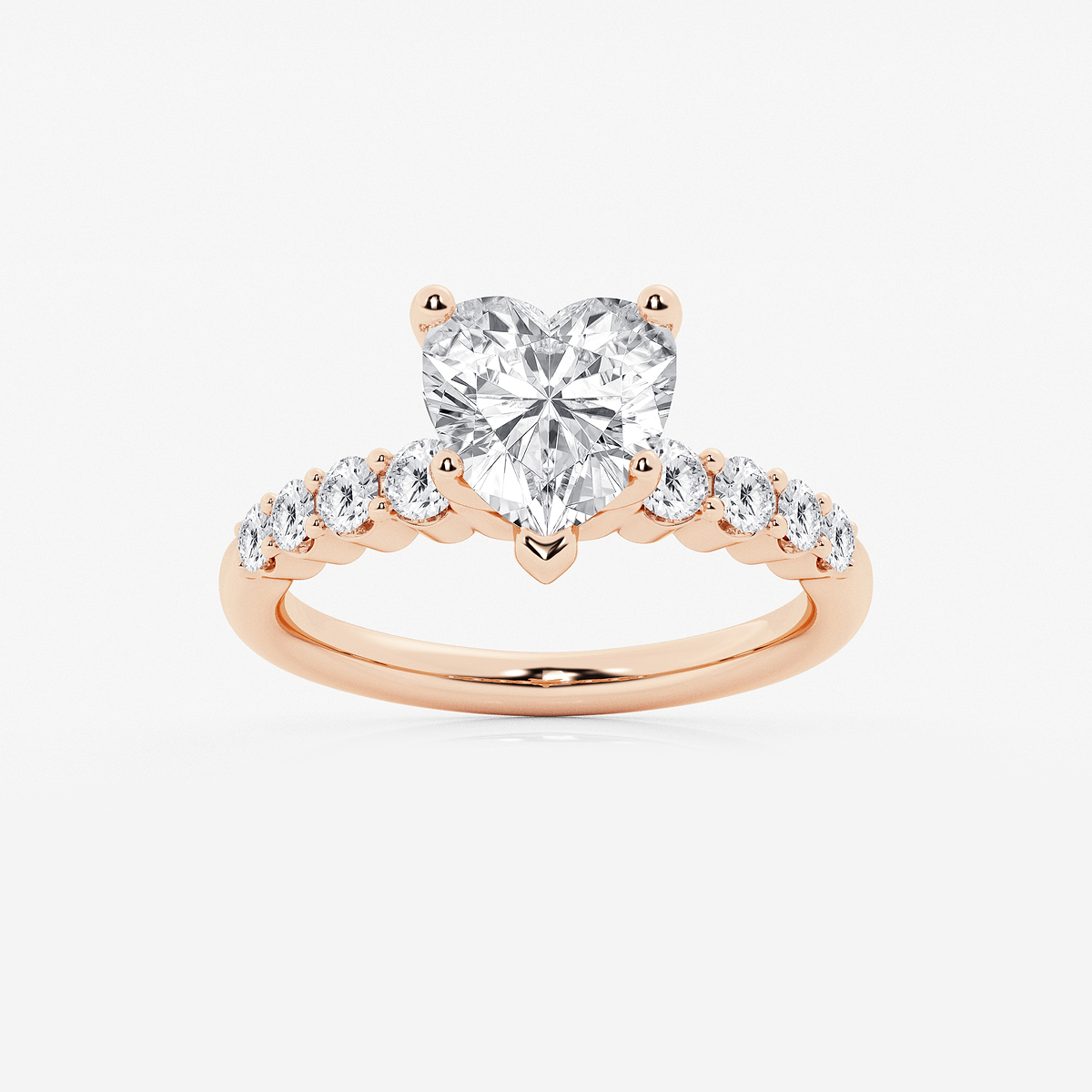 3 ctw Heart Lab Grown Diamond Graduated Engagement Ring