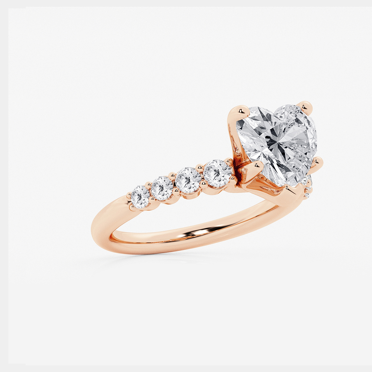 Additional Image 1 for  5 2/3 ctw Heart Lab Grown Diamond Graduated Engagement Ring