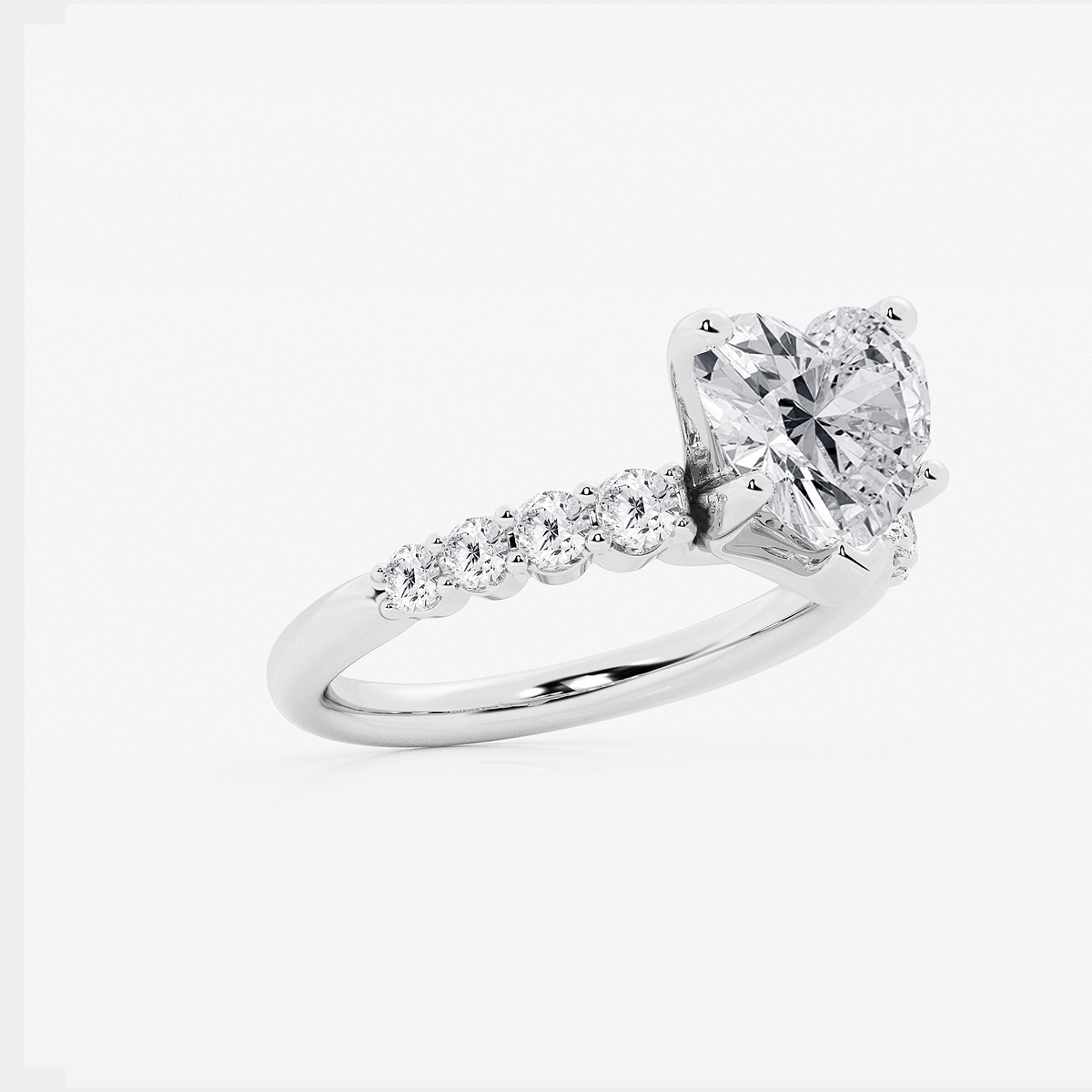 Additional Image 1 for  3 1/2 ctw Heart Lab Grown Diamond Graduated Engagement Ring