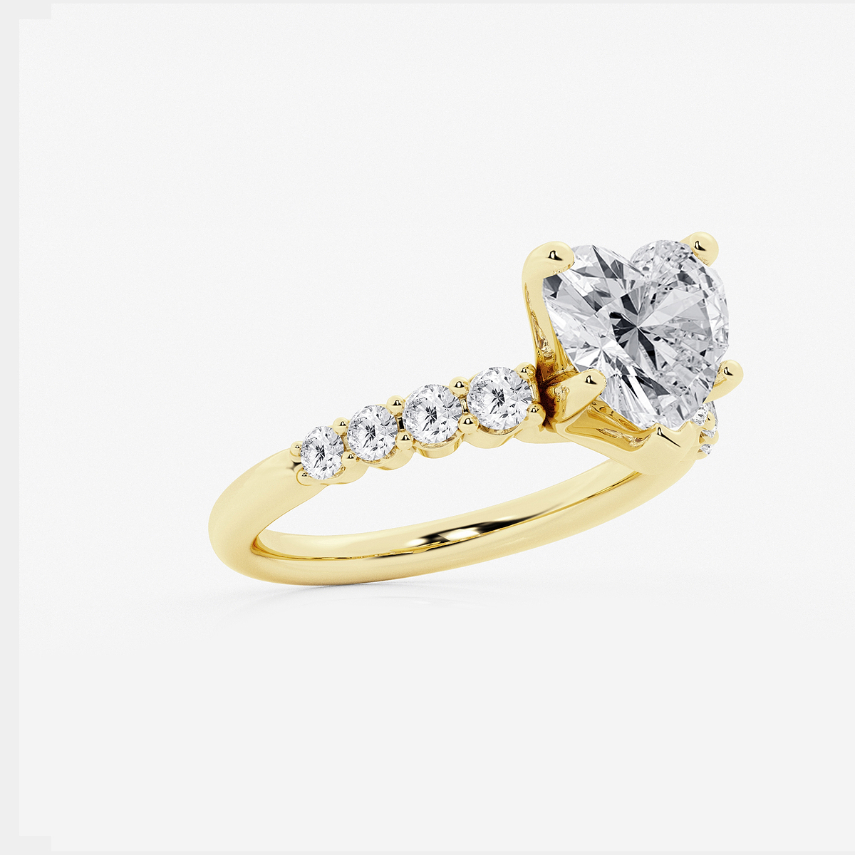 Additional Image 1 for  3 1/2 ctw Heart Lab Grown Diamond Graduated Engagement Ring
