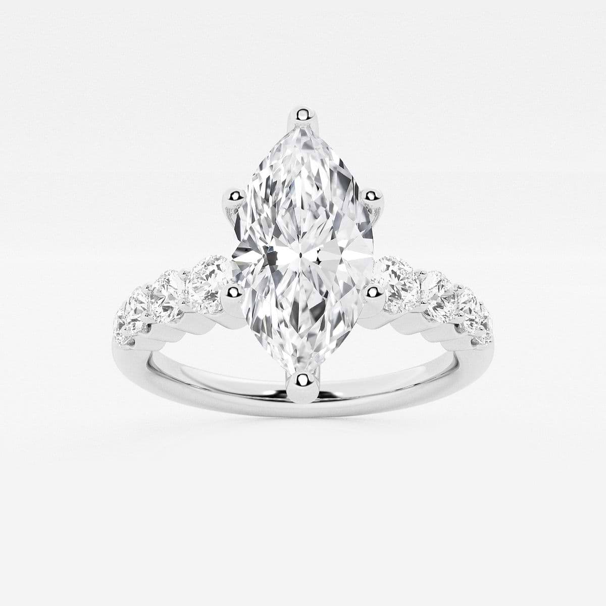 2 ctw Marquise Lab Grown Diamond Graduated Engagement Ring Platinum, FG, VS2+