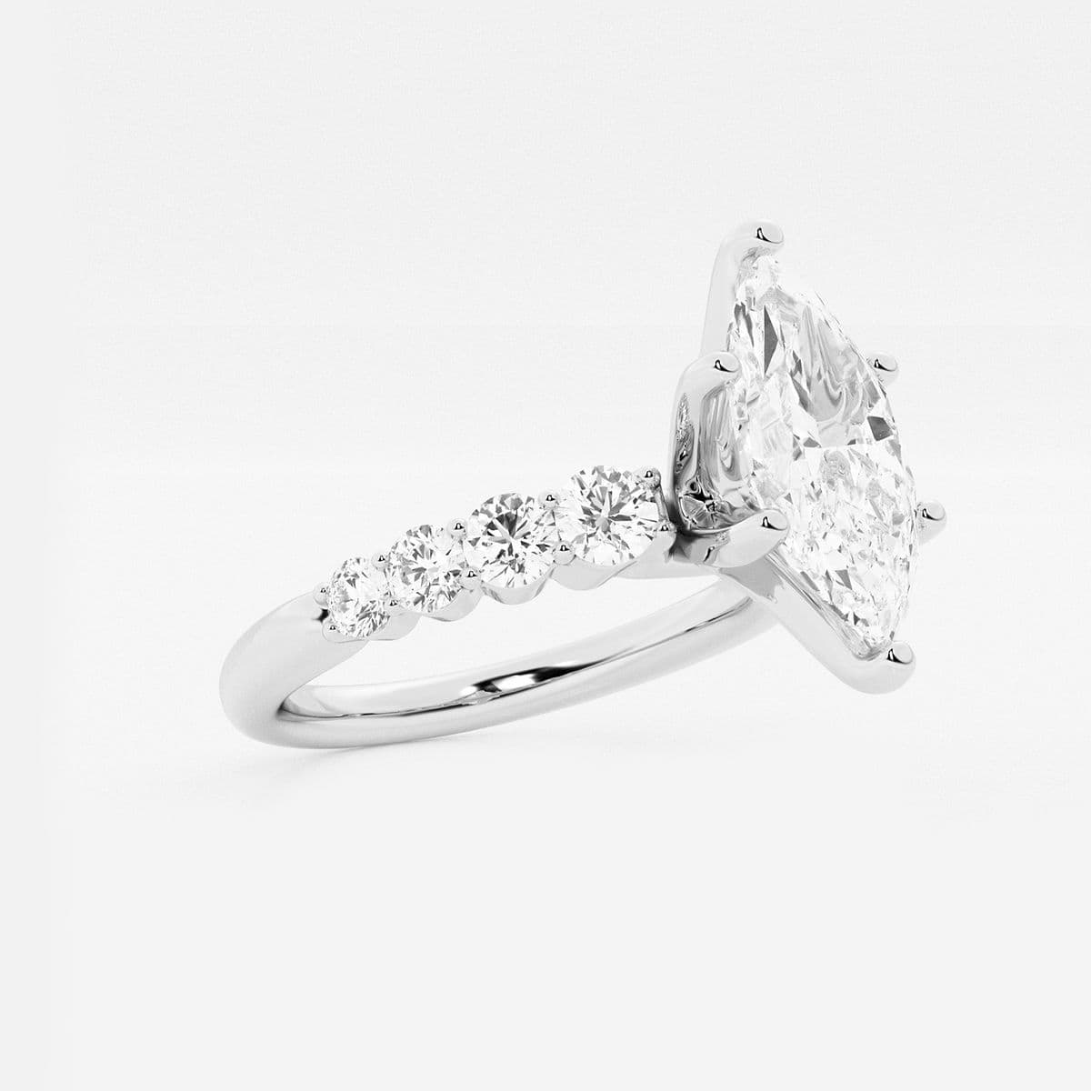 2 ctw Marquise Lab Grown Diamond Graduated Engagement Ring Platinum, FG, VS2+