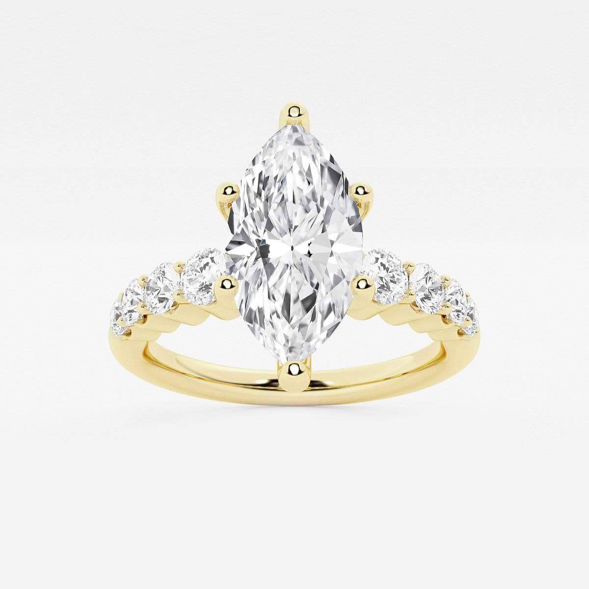 2 ctw Marquise Lab Grown Diamond Graduated Engagement Ring 14K Yellow Gold, F, VS2