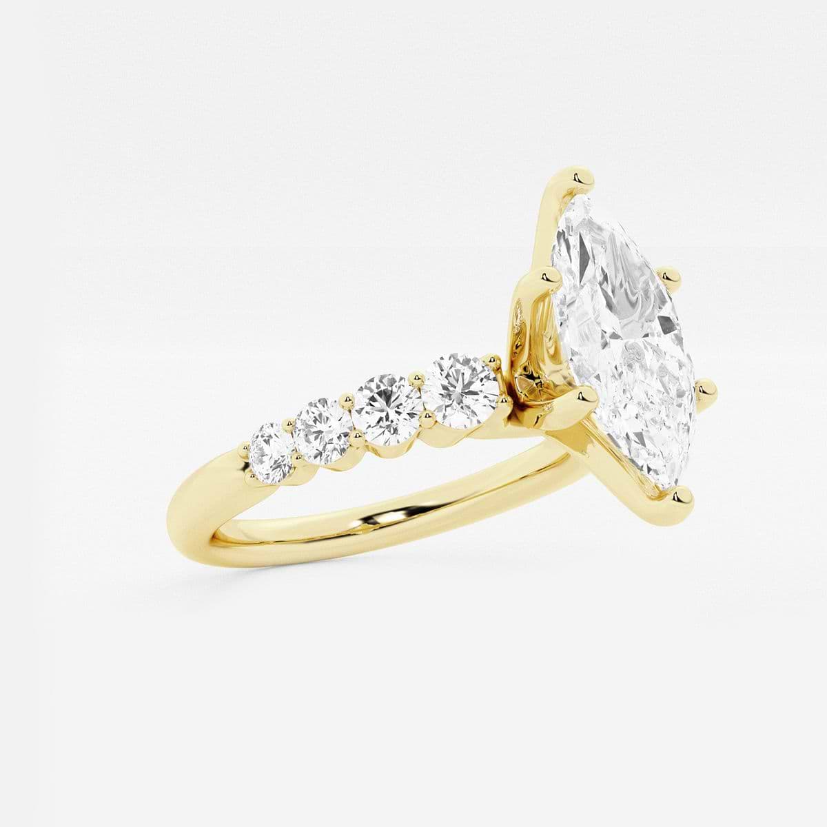 2 ctw Marquise Lab Grown Diamond Graduated Engagement Ring 14K Yellow Gold, F, VS2