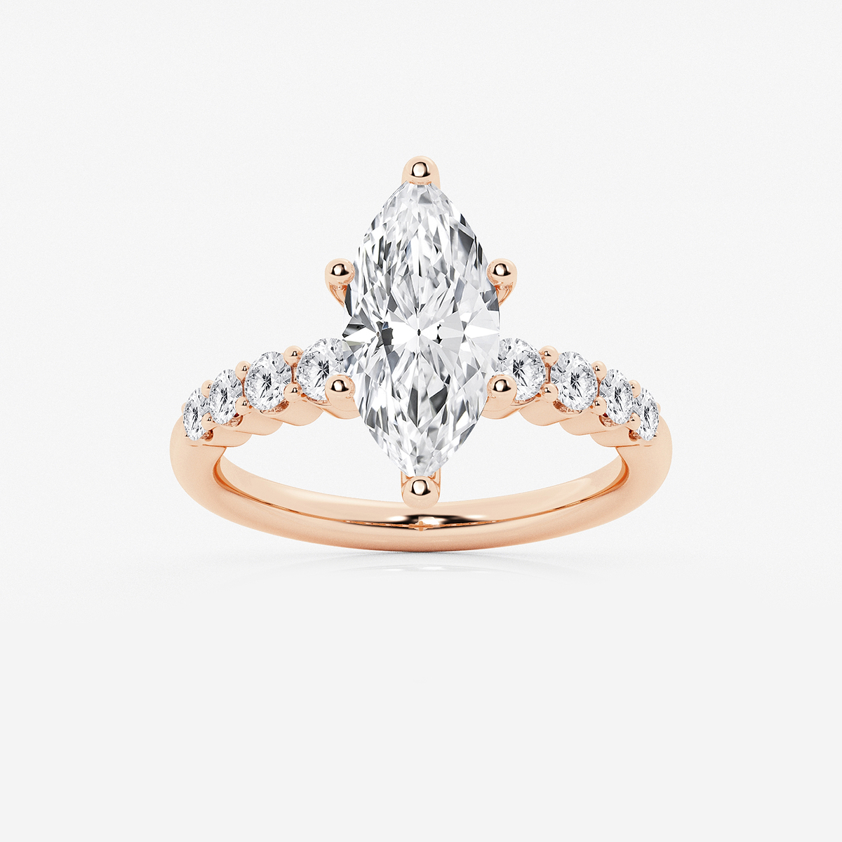 3 ctw Marquise Lab Grown Diamond Graduated Engagement Ring