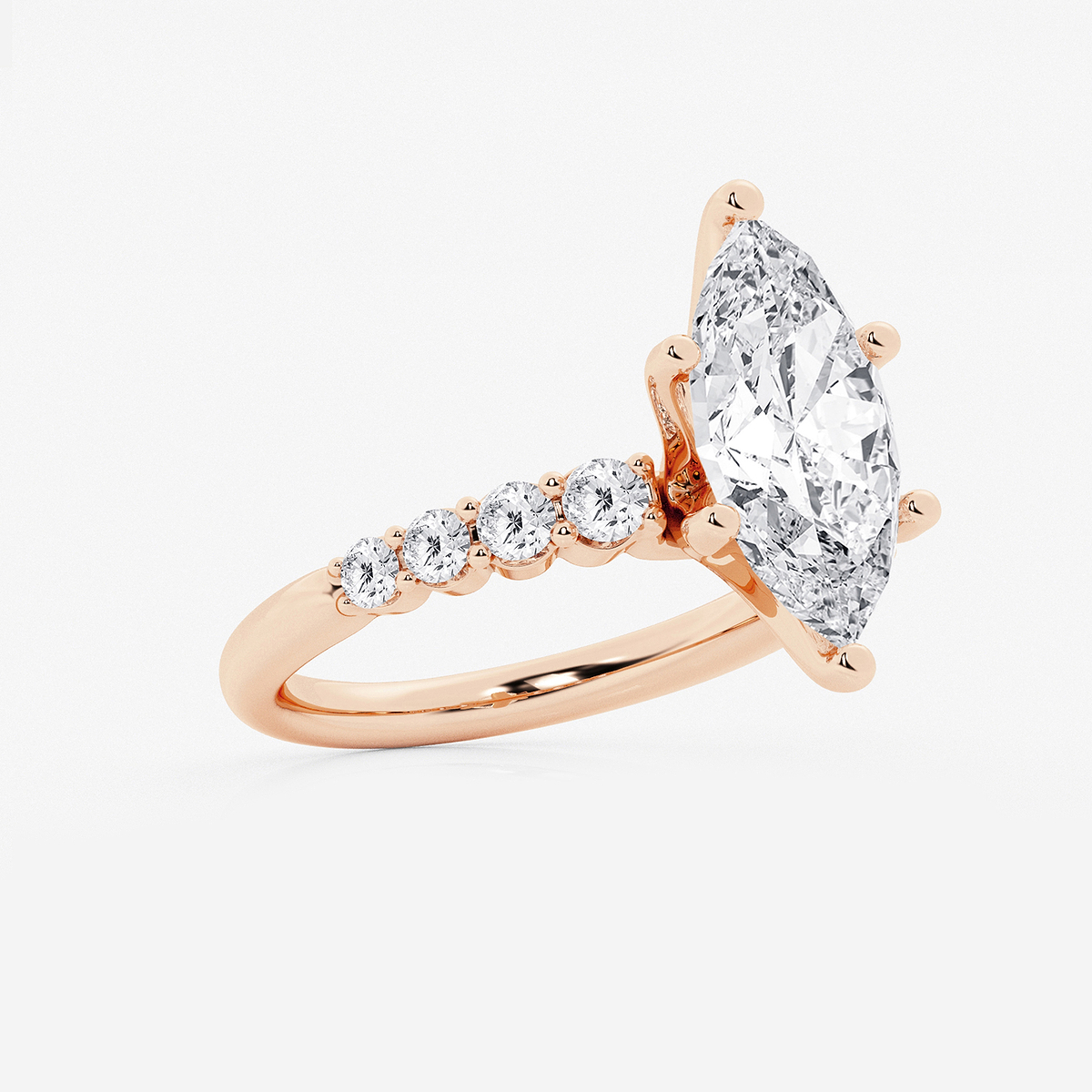 Additional Image 1 for  4 1/6 ctw Marquise Lab Grown Diamond Graduated Engagement Ring