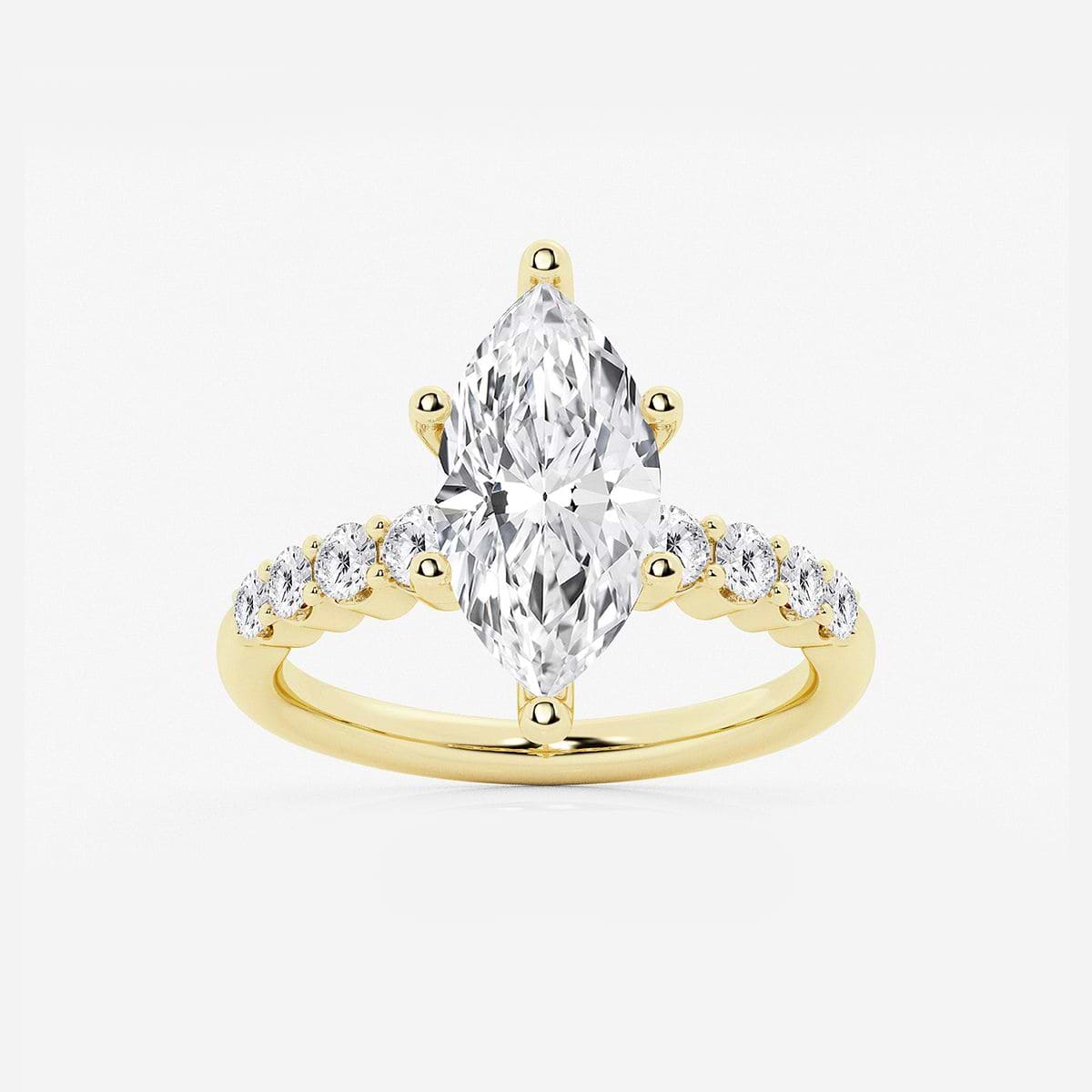 5 2/3 ctw Marquise Lab Grown Diamond Graduated Engagement Ring 14K Yellow Gold, F, VS2
