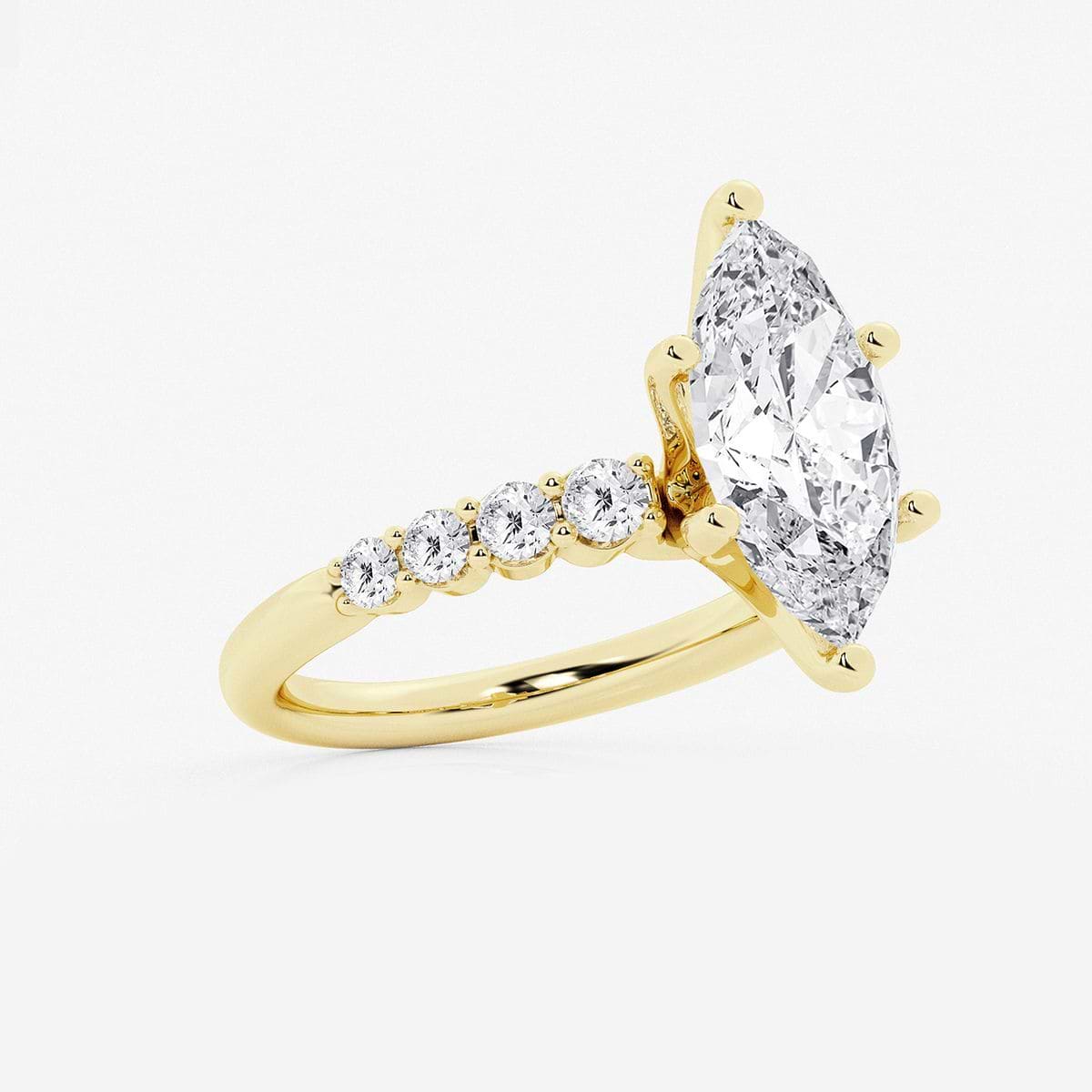 5 2/3 ctw Marquise Lab Grown Diamond Graduated Engagement Ring 14K Yellow Gold, F, VS2