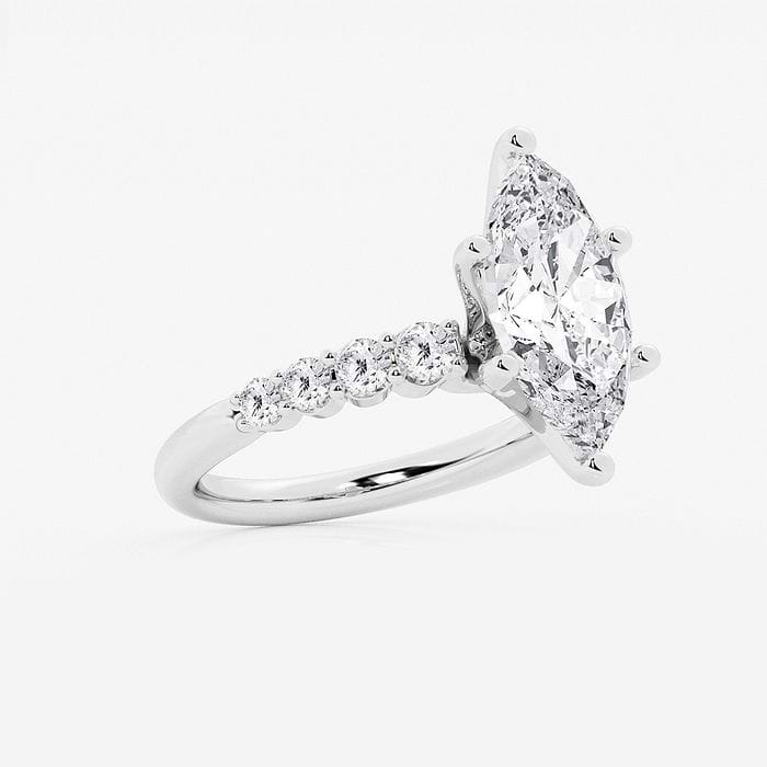 3 1/2 ctw Marquise Lab Grown Diamond Graduated Engagement Ring