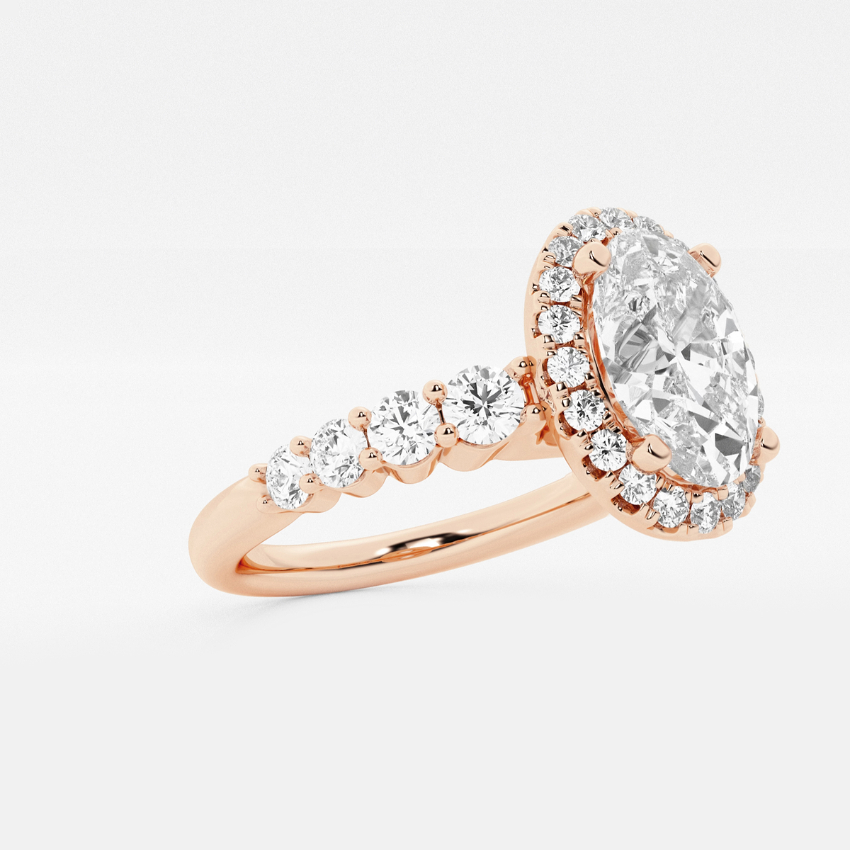 Additional Image 1 for  2 1/4 ctw Oval Lab Grown Diamond Graduated Halo Engagement Ring