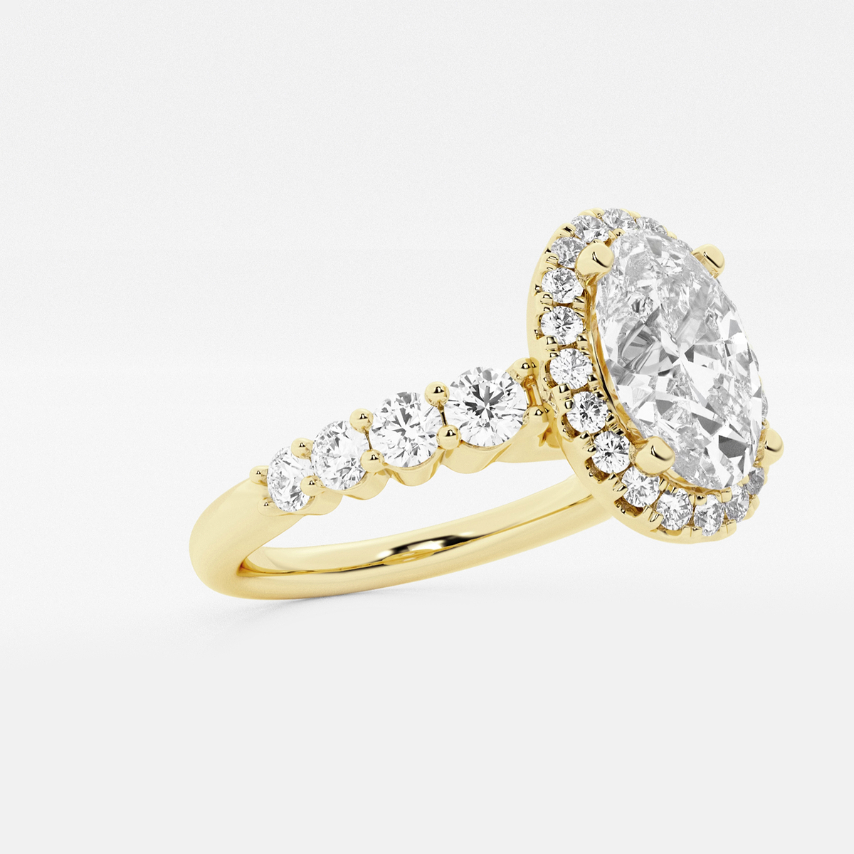 Additional Image 1 for  2 1/4 ctw Oval Lab Grown Diamond Graduated Halo Engagement Ring