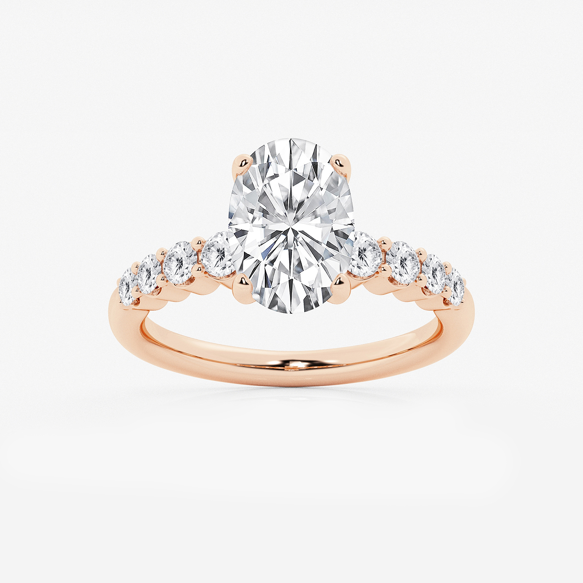3 ctw Oval Lab Grown Diamond Graduated Engagement Ring