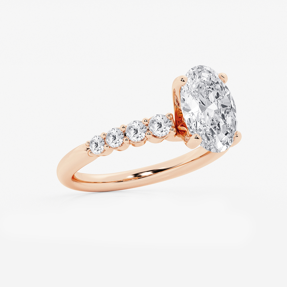 Additional Image 1 for  3 ctw Oval Lab Grown Diamond Graduated Engagement Ring