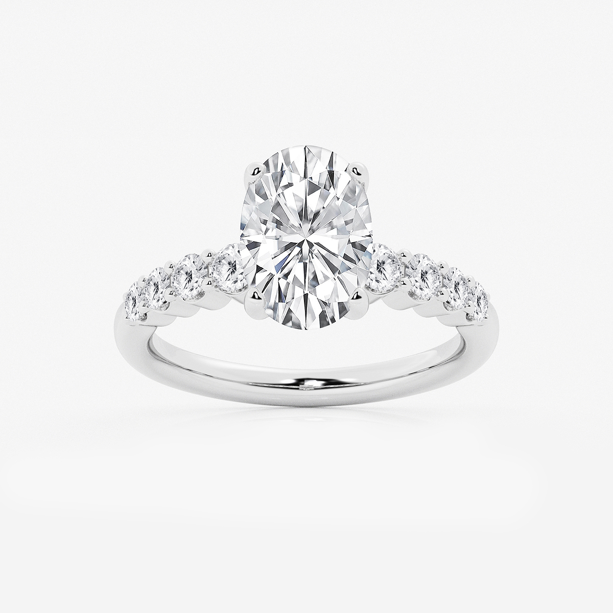 3 ctw Oval Lab Grown Diamond Graduated Engagement Ring