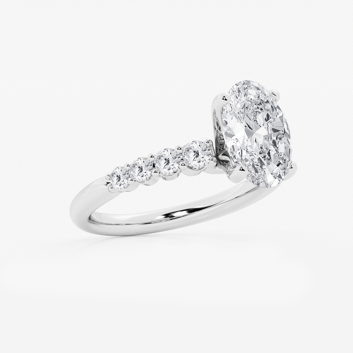Additional Image 1 for  3 ctw Oval Lab Grown Diamond Graduated Engagement Ring
