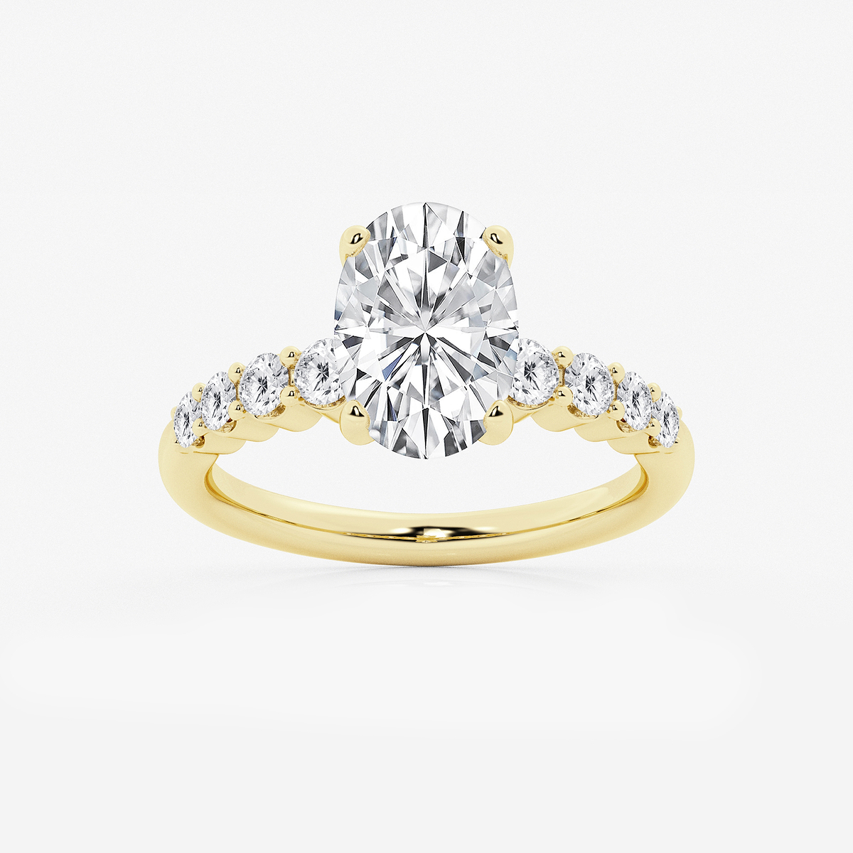 3 ctw Oval Lab Grown Diamond Graduated Engagement Ring