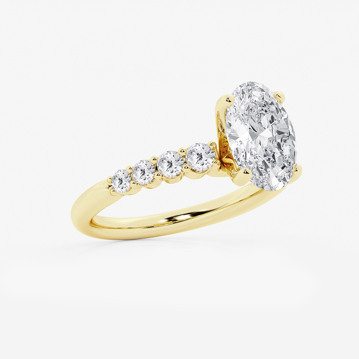 Additional Image 1 for  3 ctw Oval Lab Grown Diamond Graduated Engagement Ring