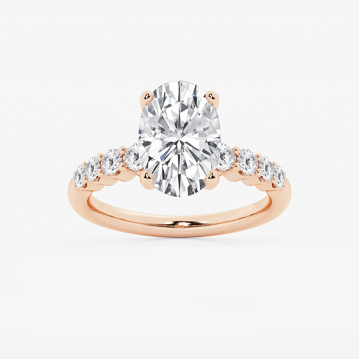 4 1/6 ctw Oval Lab Grown Diamond Graduated Engagement Ring