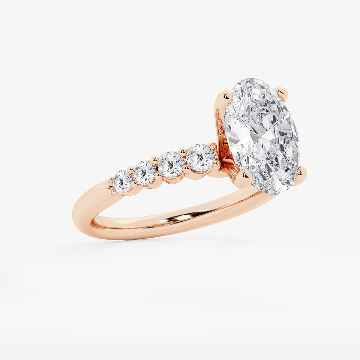 Additional Image 1 for  4 1/6 ctw Oval Lab Grown Diamond Graduated Engagement Ring