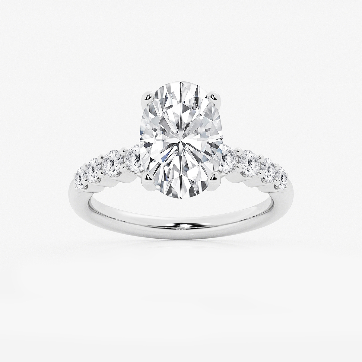 4 1/6 ctw Oval Lab Grown Diamond Graduated Engagement Ring