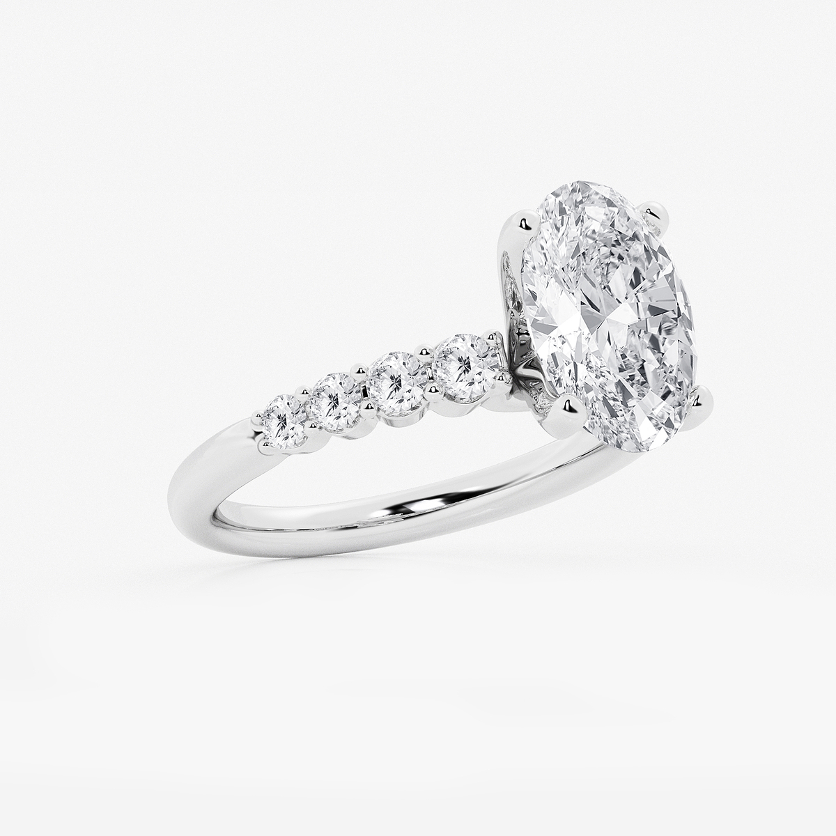 Additional Image 1 for  4 1/6 ctw Oval Lab Grown Diamond Graduated Engagement Ring