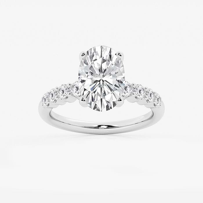 3 1/2 ctw Oval Lab Grown Diamond Graduated Engagement Ring