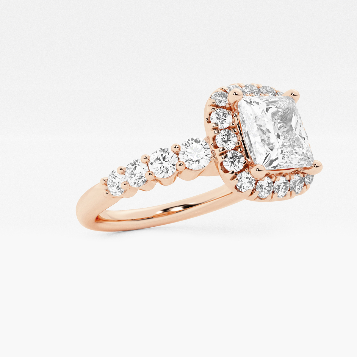 Additional Image 1 for  2 7/8 ctw Princess Lab Grown Diamond Graduated Halo Engagement Ring