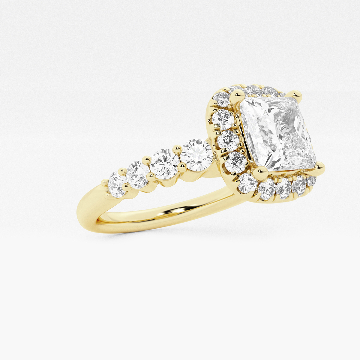 Additional Image 1 for  2 1/4 ctw Princess Lab Grown Diamond Graduated Halo Engagement Ring