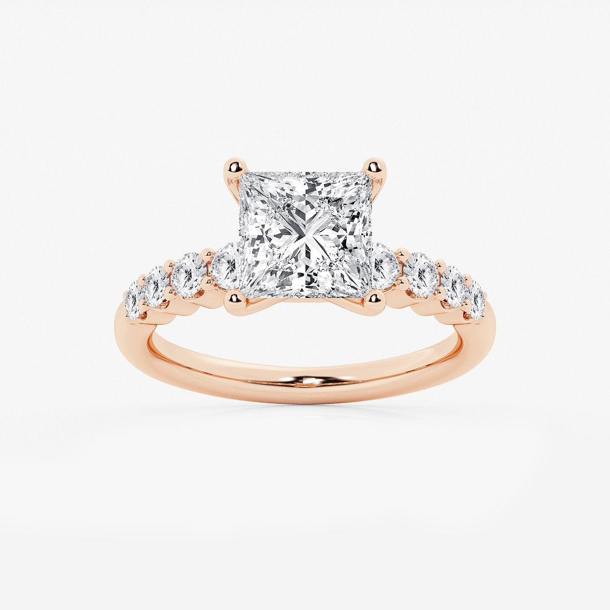 3 ctw Princess Lab Grown Diamond Graduated Engagement Ring