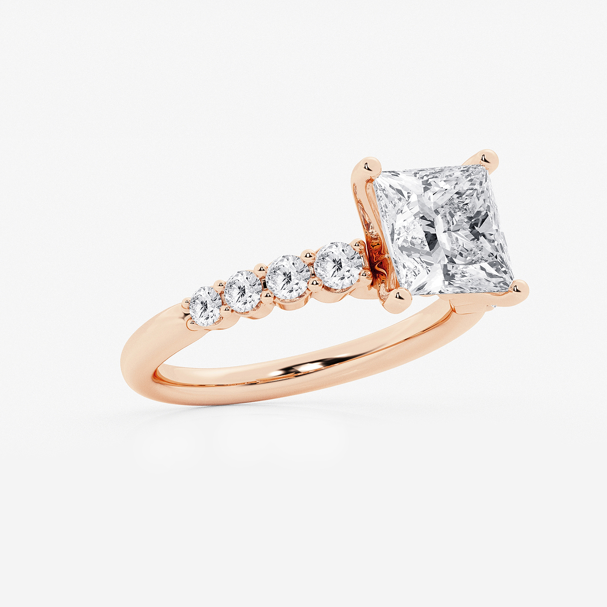 Additional Image 1 for  3 ctw Princess Lab Grown Diamond Graduated Engagement Ring